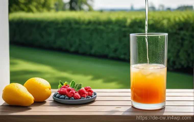 저탄수화물 다이어트의 피로감 극복 방법 - A radiant and energetic young adult (gender-neutral) sips from a tall glass of water infused with a ...